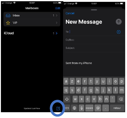 envoyer un e-mail depuis l'application Mail sur iPhone