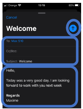 Send an email from Mail App on iPhone