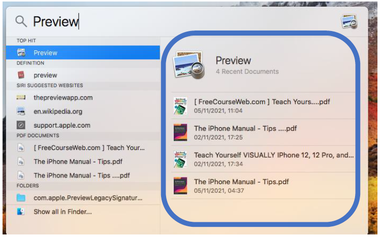 Faire une recherche sur Mac