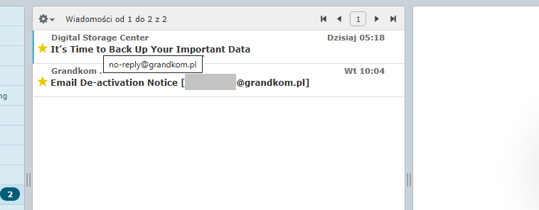 Data phishing email about account closure