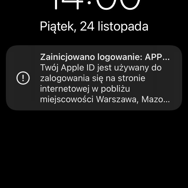 Apple ID login initiated